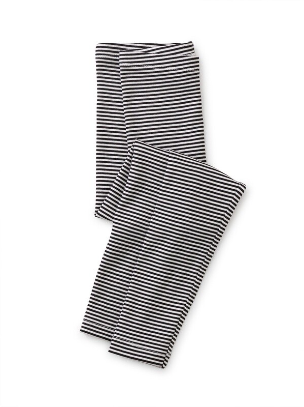 Tea Striped Leggings- Jet Black