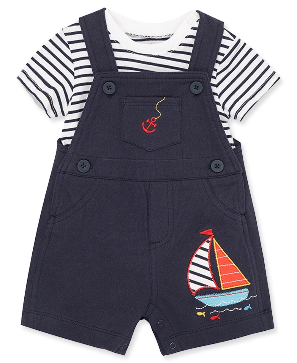 Little Me Sailboat Shortall- Navy