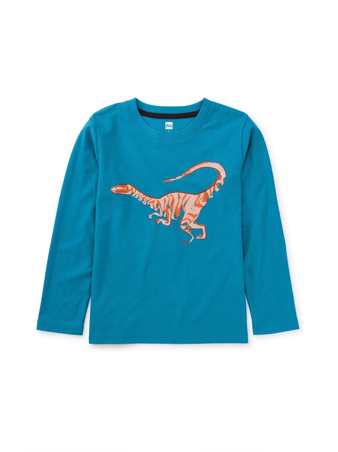 Tea Velociraptor Graphic Tee- Enamel Blue