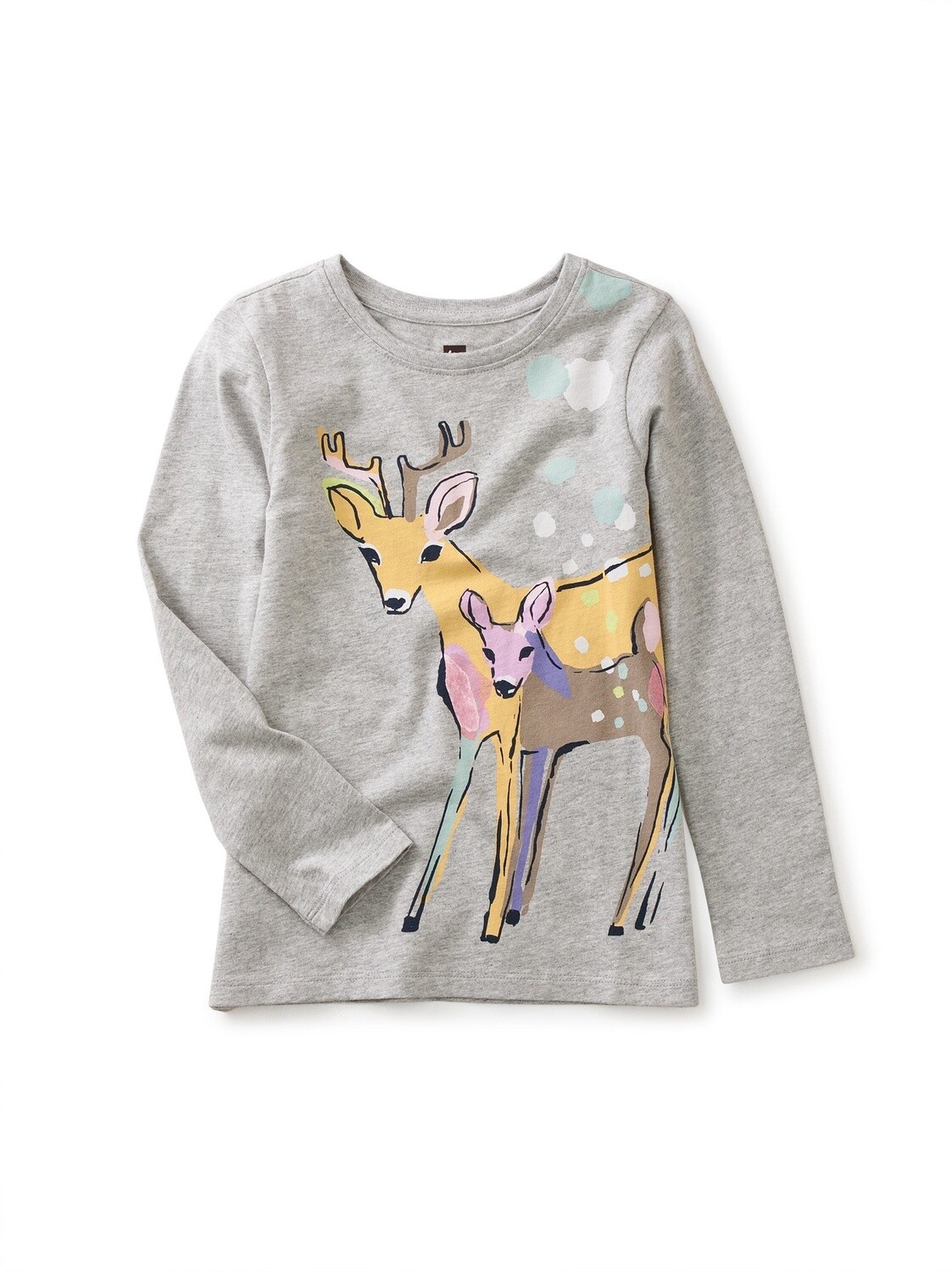 Tea Painted Deers Graphic Tee- Heather Grey