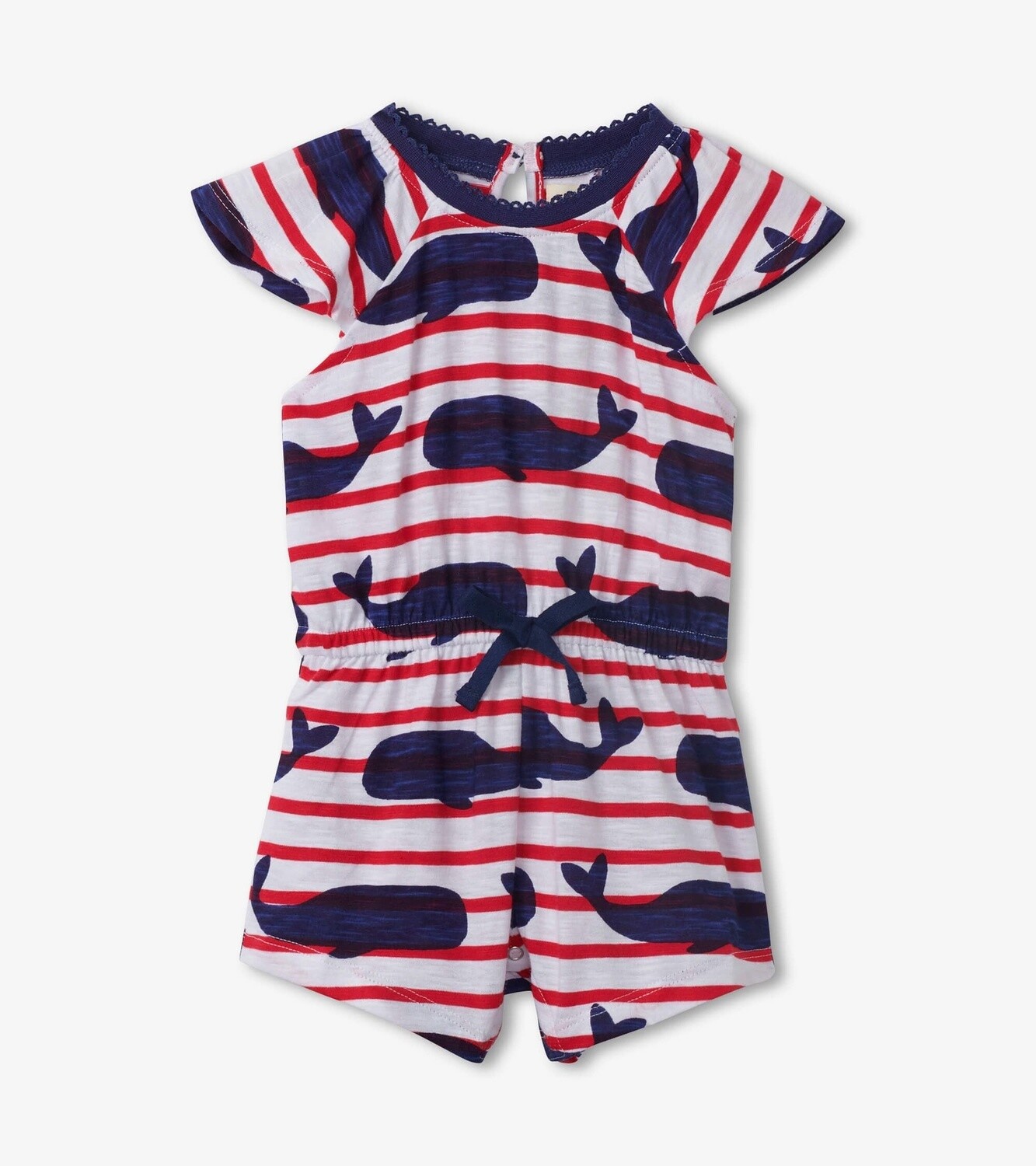 Hatley Striped Baby Whale Romper- Red &amp; White