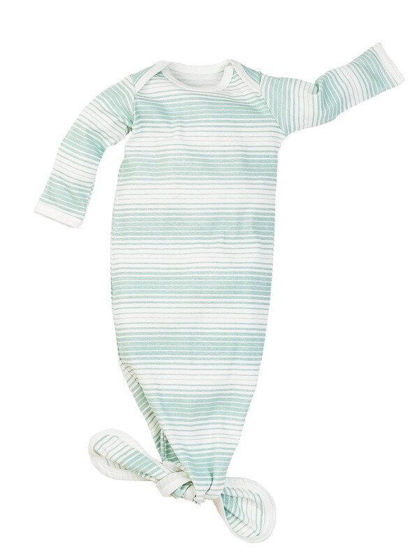 Under the Nile - Organic Baby Knotted Gown - Sea Breeze Stripe