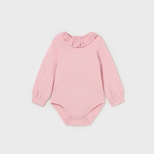 Mayoral Long Sleeve Collar Onesie- Rose, Size: 3-6m