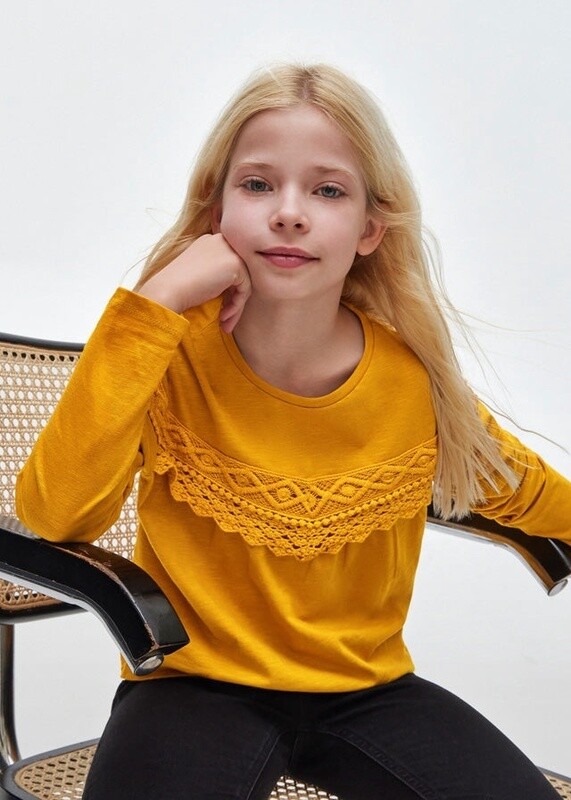 Mayoral Long Sleeve Yoke Tee- Mustard