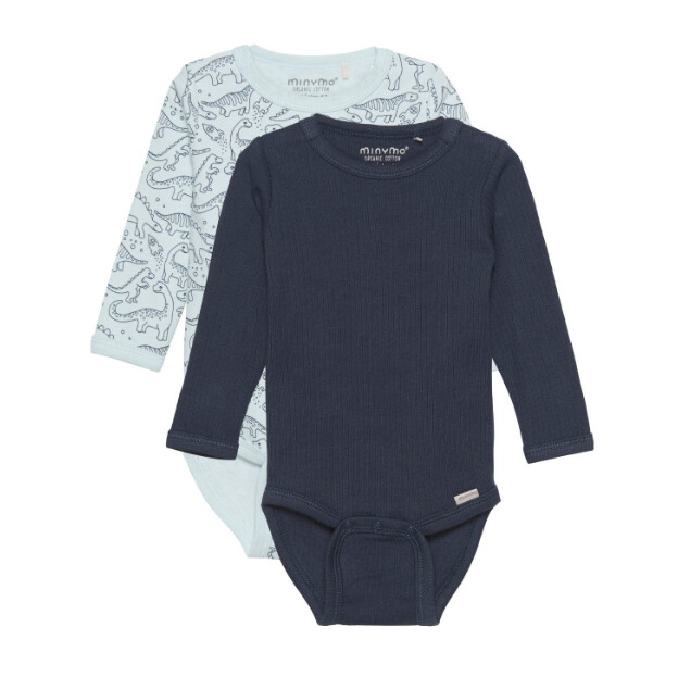 Minymo 2pk Dino Bodysuits- Navy