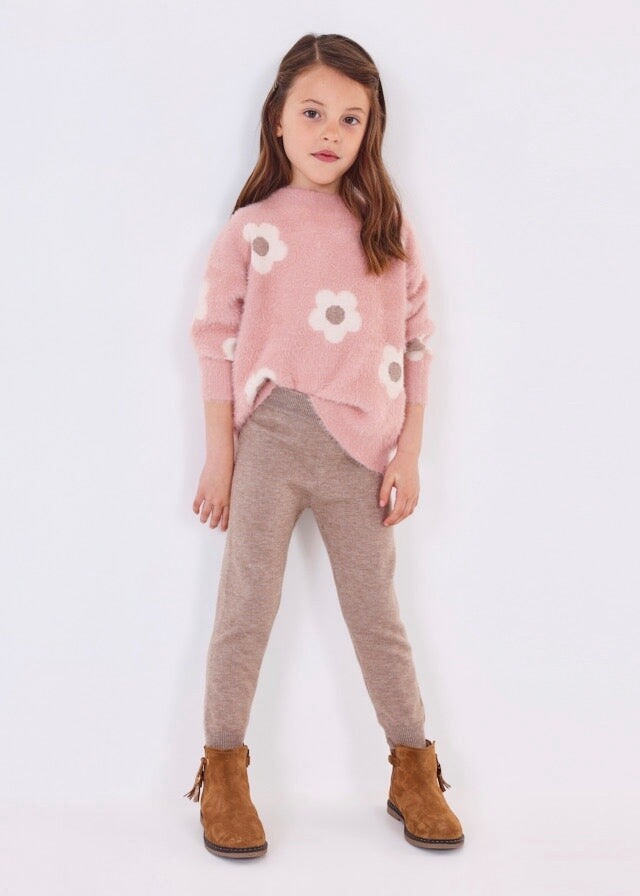 Mayoral sweater knit flower outfit- Pink, Size: 2