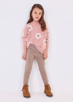 Mayoral sweater knit flower outfit- Pink