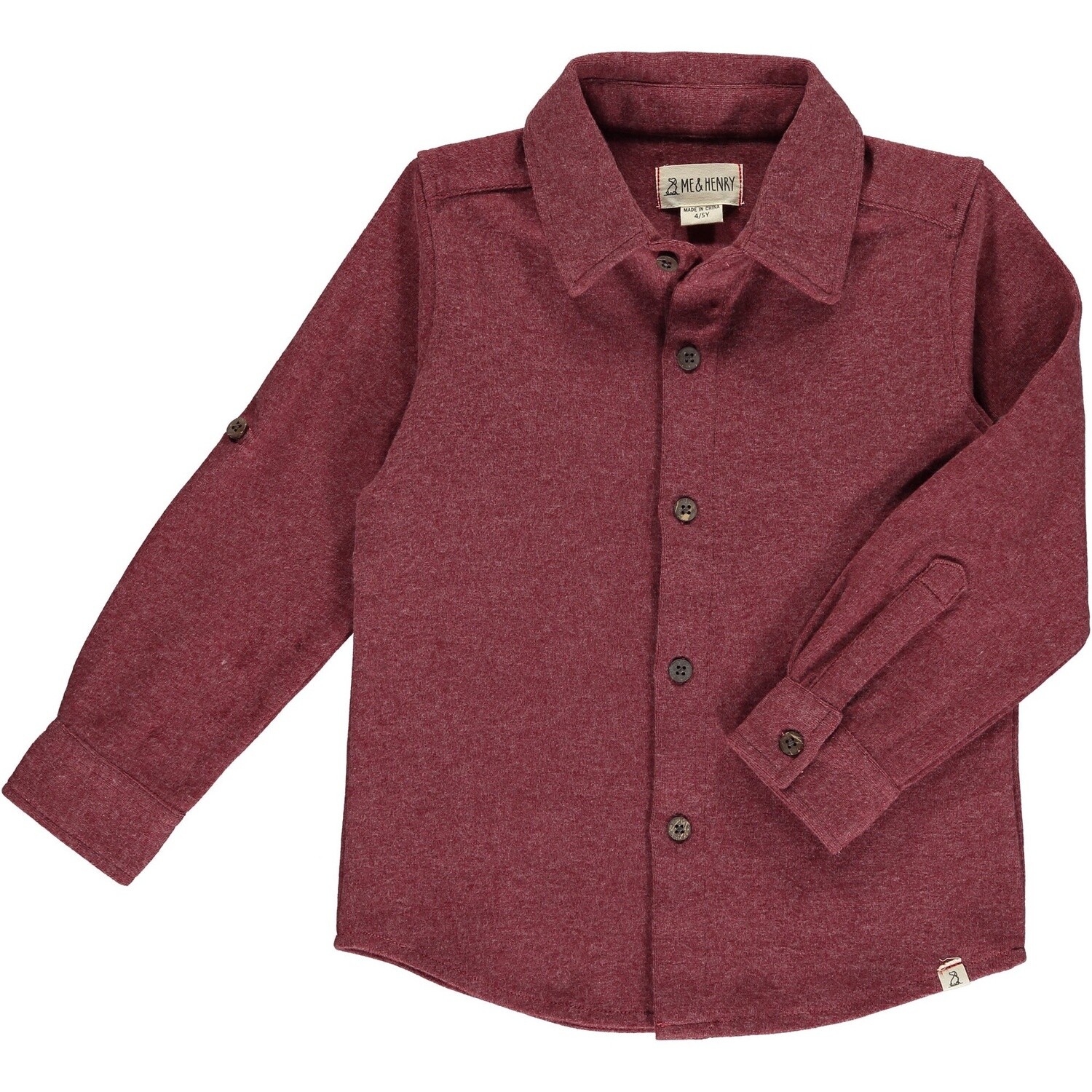 Me &amp; Henry- Columbia jersey button down shirt- burgundy