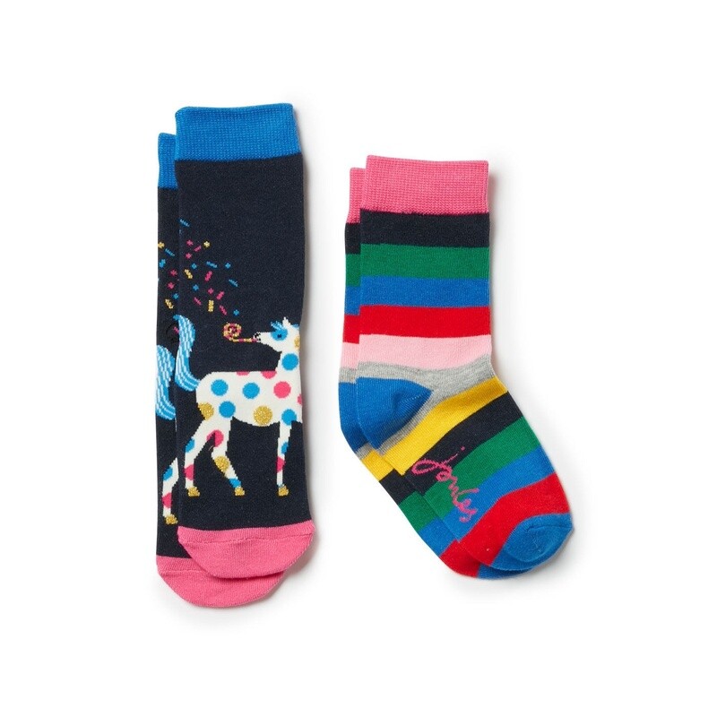 Joules 2pk Horse Socks- Rainbow
