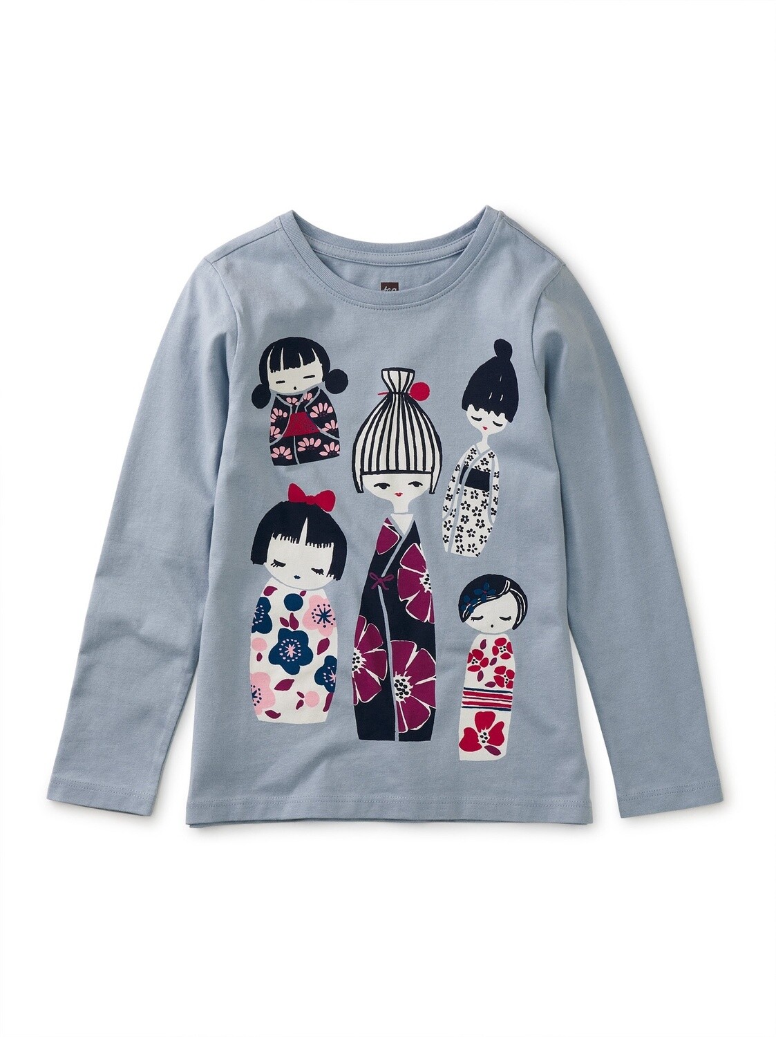 Tea  Doll Graphic Tee- Blue Fog