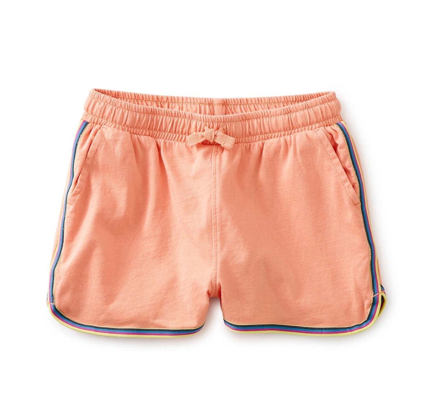 Tea Rainbow Stripe Track Shorts- Peach