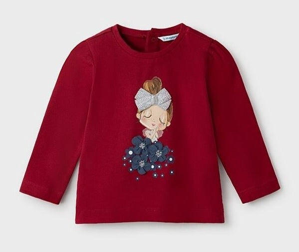 Mayoral infant long sleeve graphic tee- red