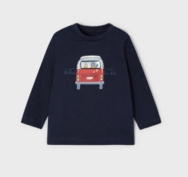 Mayoral Infant Long Sleeve VW Bus Tee- Navy