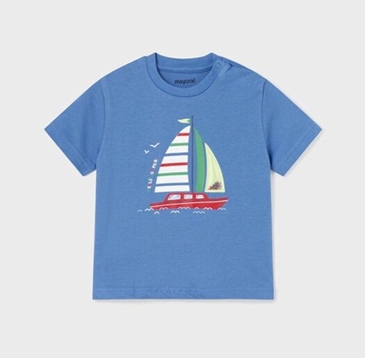 Mayoral Infant Sailboat Tee- Atlantic Blue