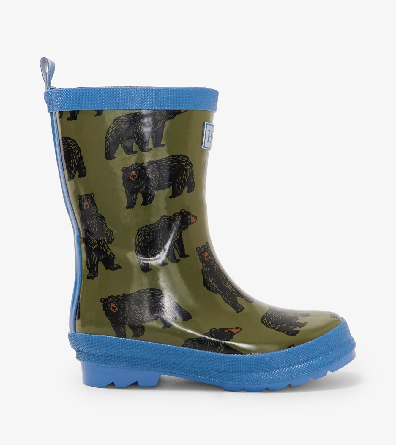 Hatley Boys Wild Bears Rain Boots- Olive Green, Size: 7