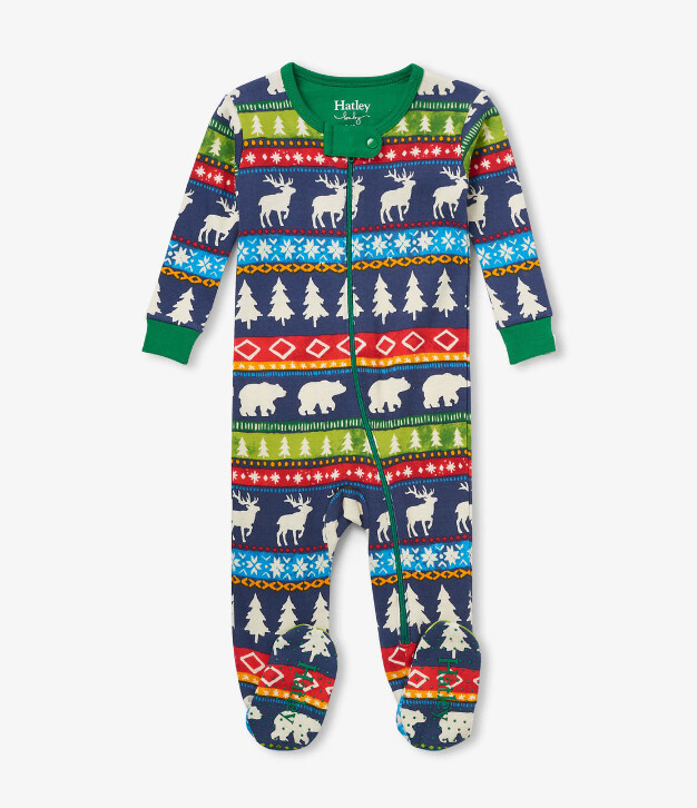 Hatley Fairisle Footie- Navy/Green
