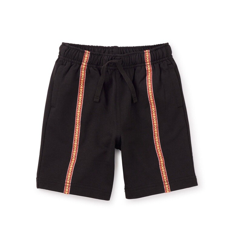 Tea Boys Twill Tape Detail Shorts- Jet Black