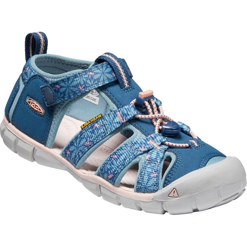 Keen Girls Seacamp II CNX Sandal- Teal Floral Pattern