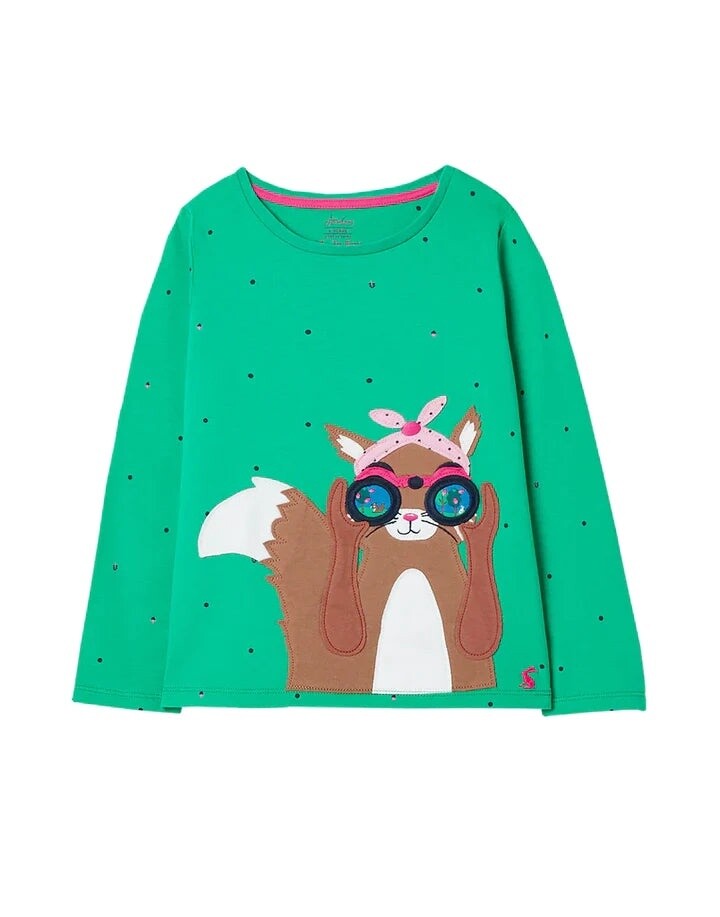 Joules Ava Long Sleeve Squirrel Tee- Green