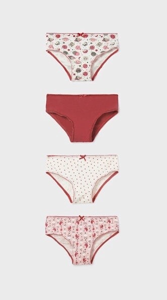 Mayoral Girls 4 Pack Underwear- Raspberry