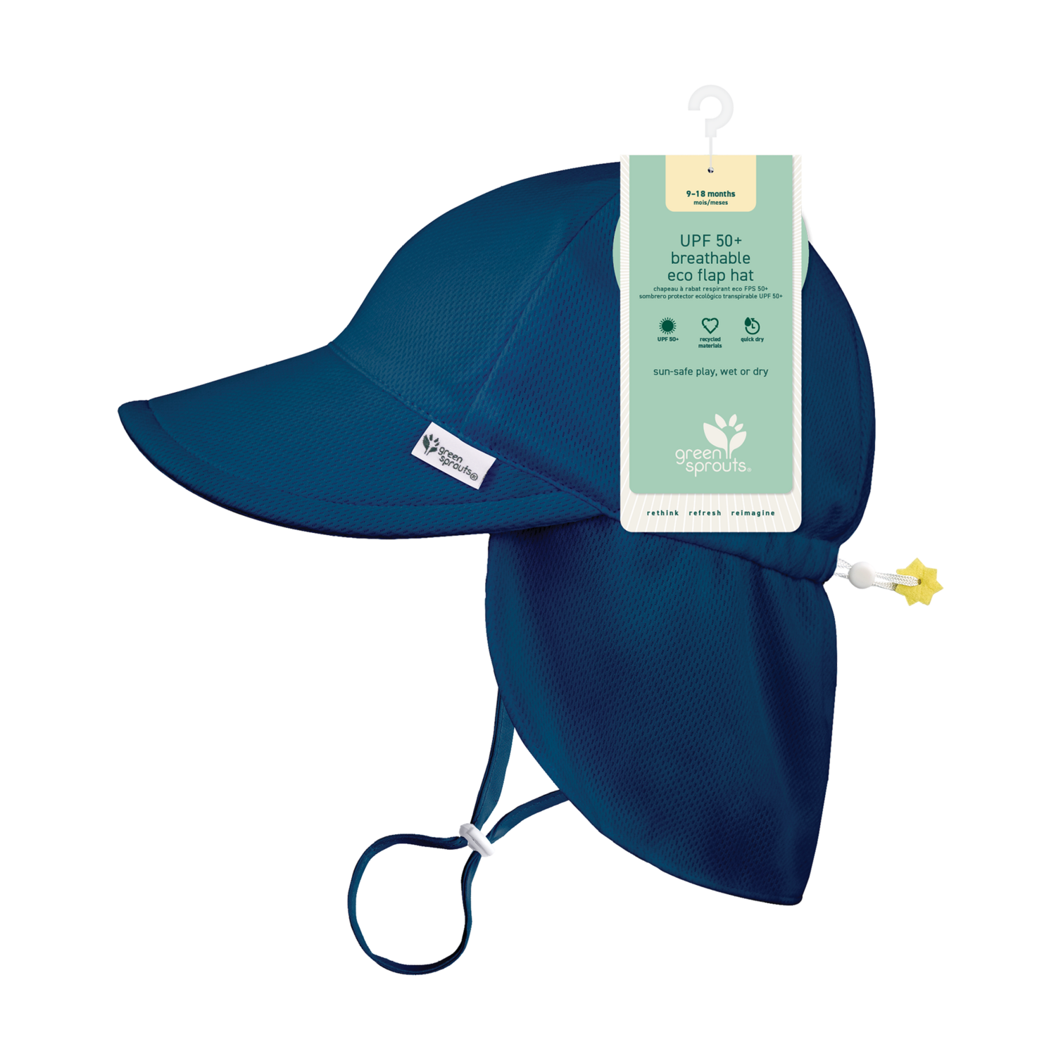 Green Sprouts - Breathable Eco Flap Hat- Navy