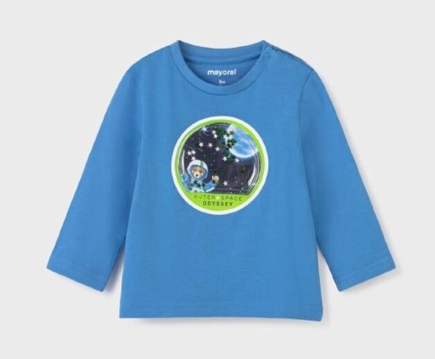 Mayoral infant long sleeve outer space tee- blue
