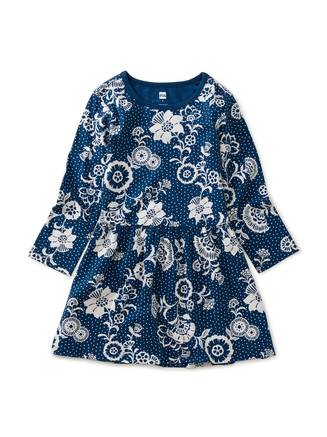 Tea Long Sleeve Skirted Dress- Vintage Floral &amp; Dots