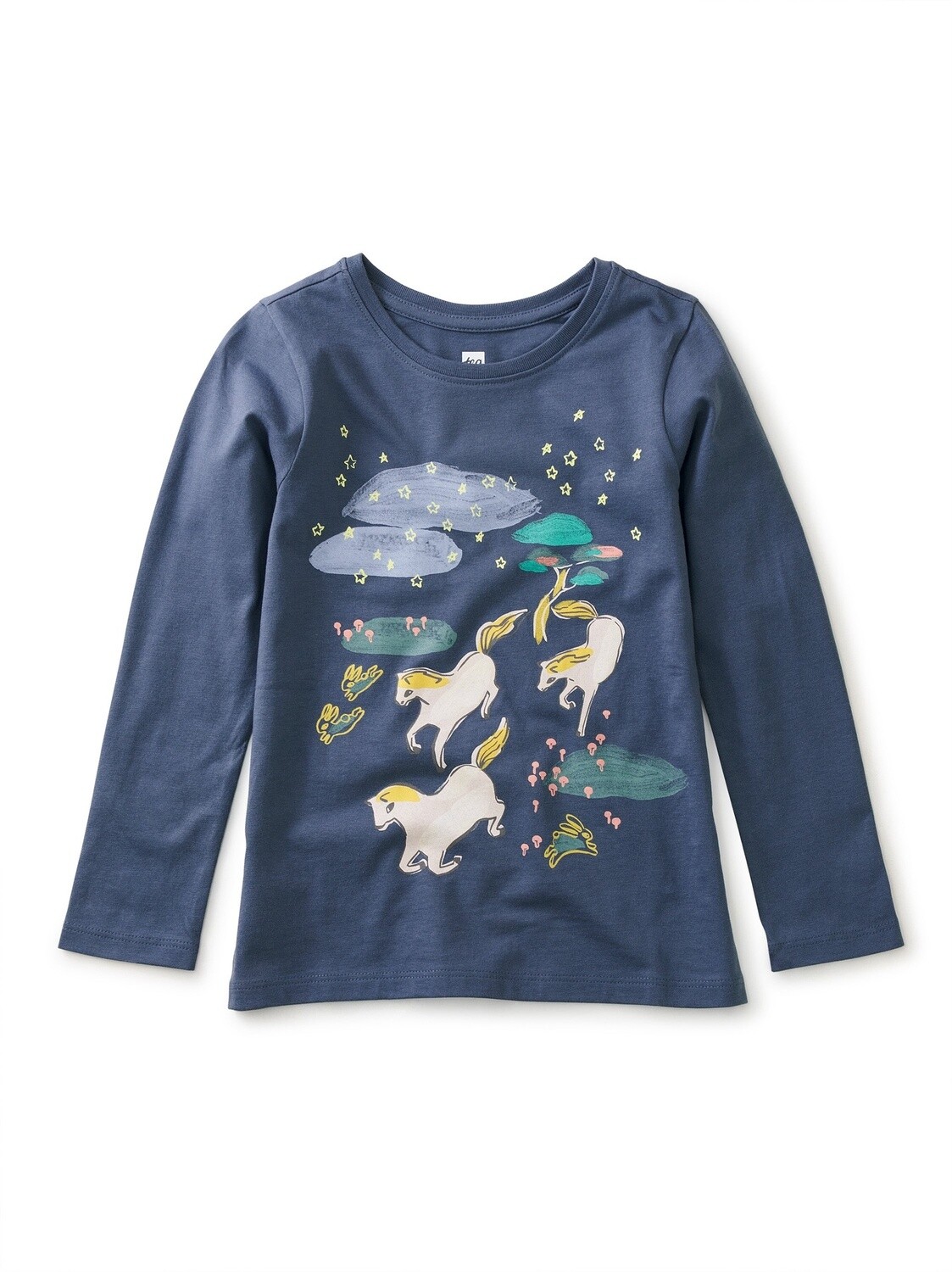 Tea Misaki Horses Graphic Tee- Cornflower