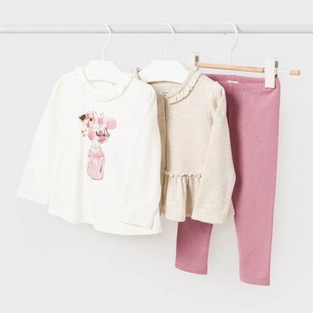 Mayoral 3 Piece Outfit with Jacket- Blush, Size: 3-6m