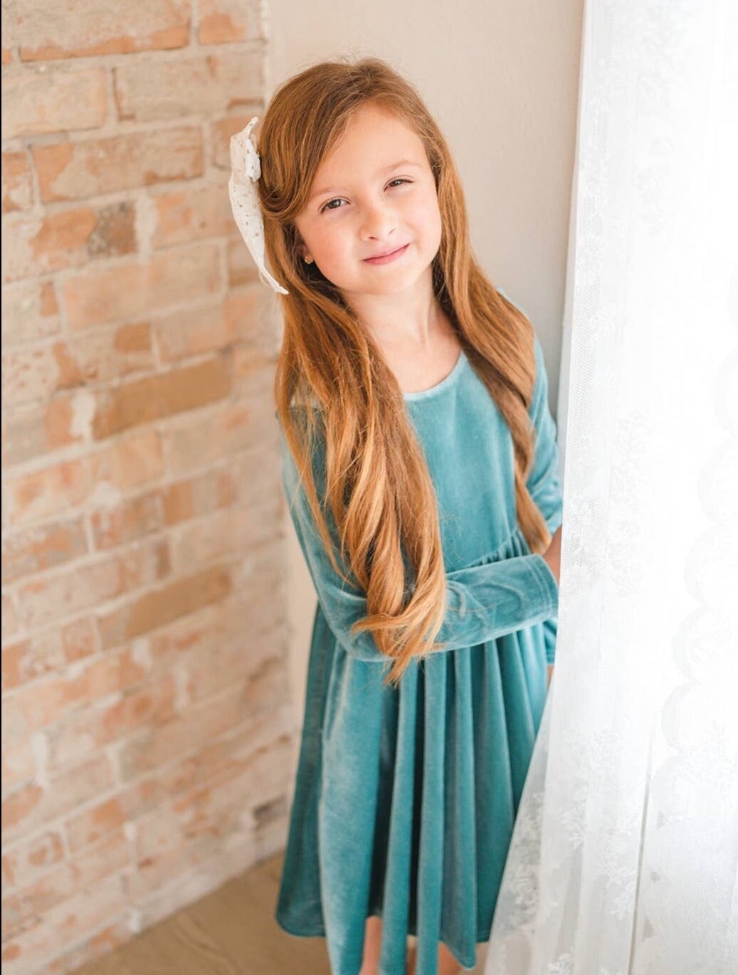 Ollie Jay - Gwendolyn Infant Dress in Aspen Blue Velvet, Size: 12-18m