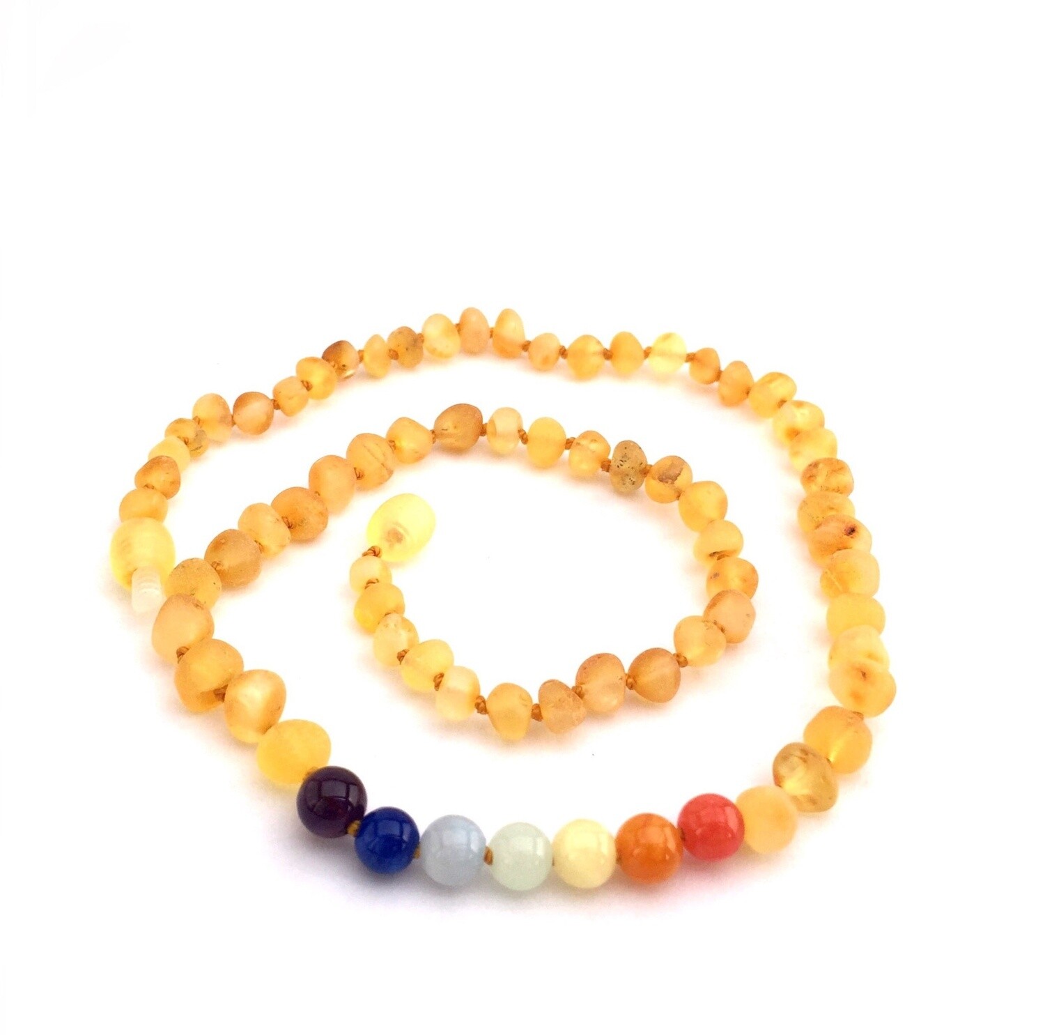 Amber Goose Infant Amber &amp; Gem Necklace- Lemon Rainbow