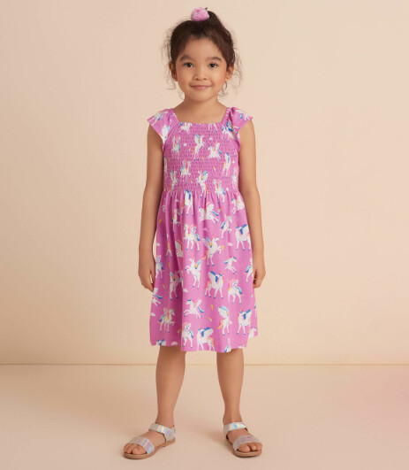 Hatley Smocked Dress- Pink Pegasus