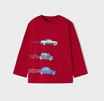 Mayoral Infant Long Sleeve Cars Tee- Red