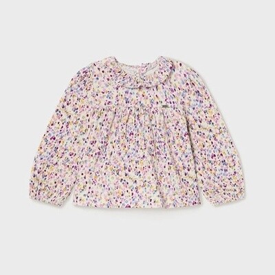 Mayoral Long Sleeve Floral Blouse- Peony