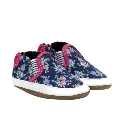 Robeez Baby Girls Soft Sole Shoe- Navy Floral