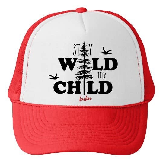 Bubu Stay Wild My Child Trucker Hat- White / Red