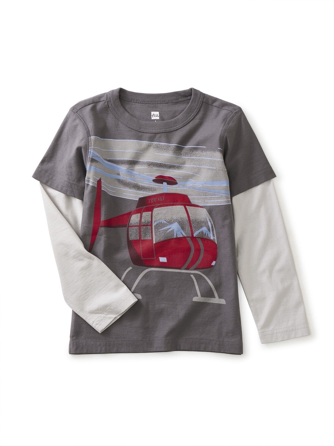 Tea Heliskiing Layered Tee- Thunder