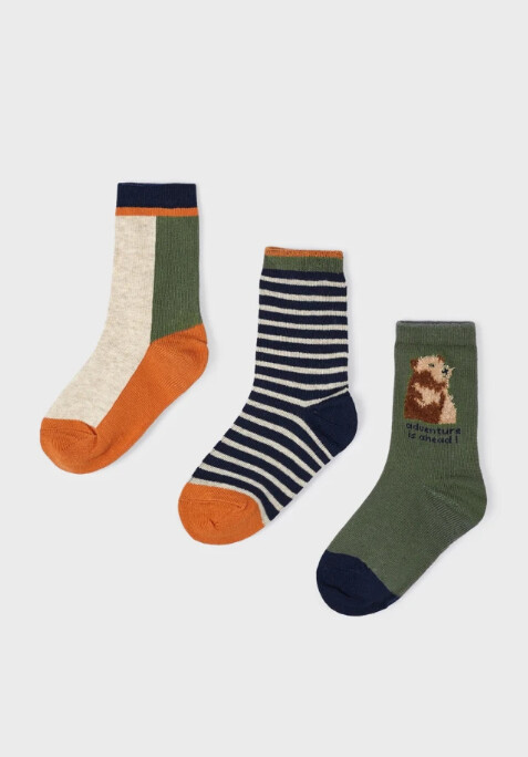 Mayoral 3pk Bear Socks- Oregano