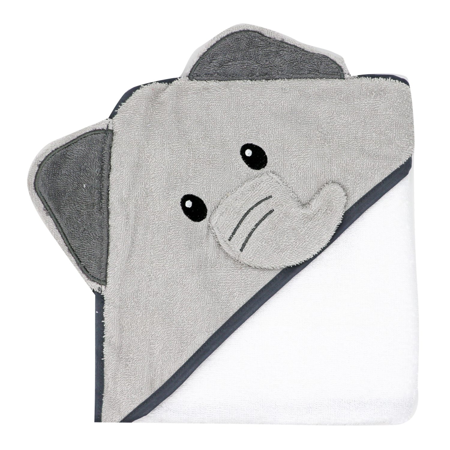 Rose Textiles - Animal Hooded Towel - Grey Elephant