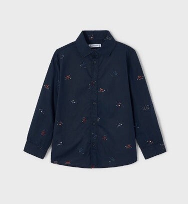 Mayoral Long Sleeved Printed Shirt- Navy Solar