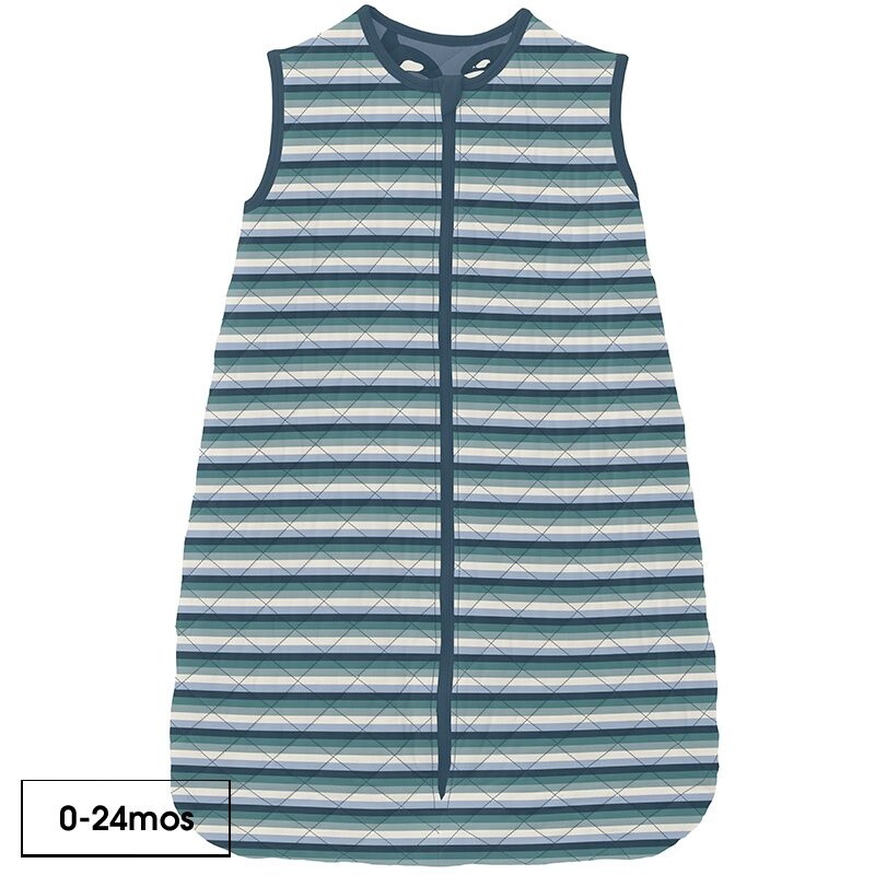 Kickee Quilted Sleeping Bag- Dino Stripe/Parisan Blue Orca