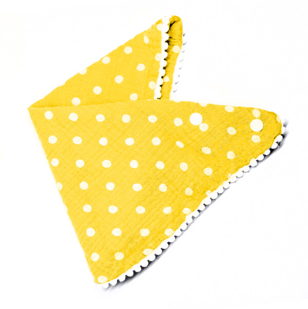 Infant Muslin Pompom Bib- Yellow Dot