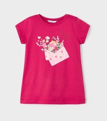 Mayoral Girls Love Letter Tee- Hibiscus