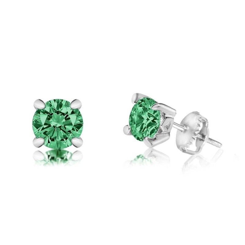 Chanteur - CZ May Birthstone Emerald Screwback Earrings