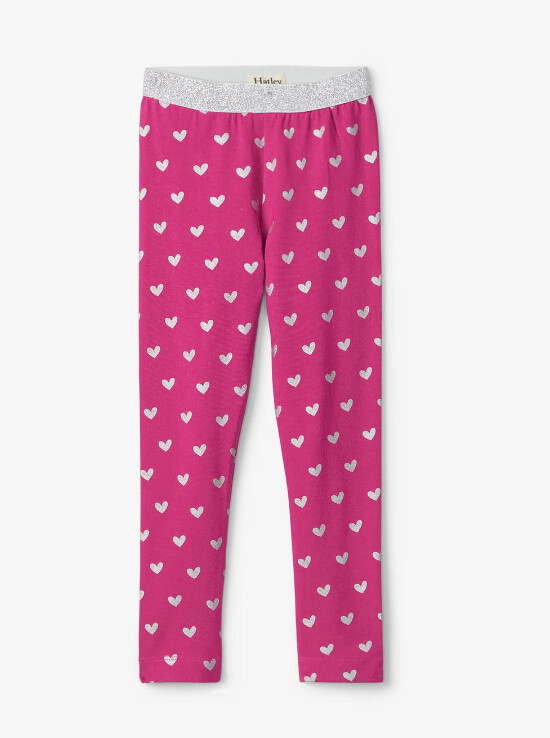 Hatley Heart Print Legging- Fuschia