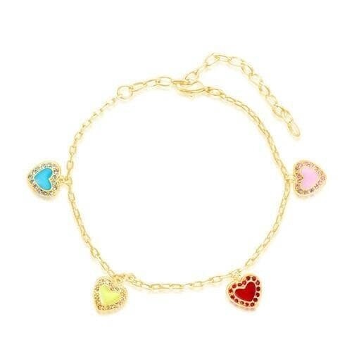 Chanteur - Heart Enamel With Surrounding Crystal Charm Bracelet