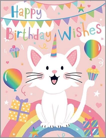GINA B DESIGNS - Birthday Greeting Card - Kitty