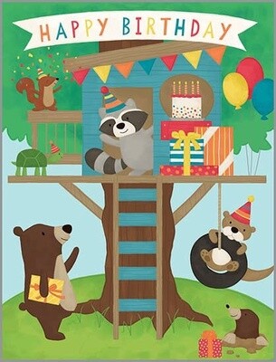 GINA B DESIGNS - Birthday Greeting Card - Treehouse Party-Kids