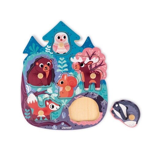 Janod Happy Forest Wood Puzzle- 6pc