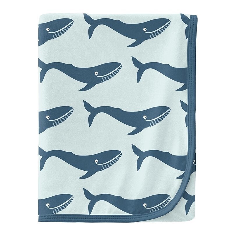 Kickee Swaddle Blanket- Blue Whales